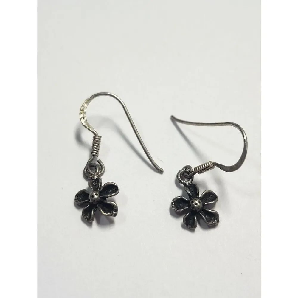 Sterling Silver Floral Drop Earrings
